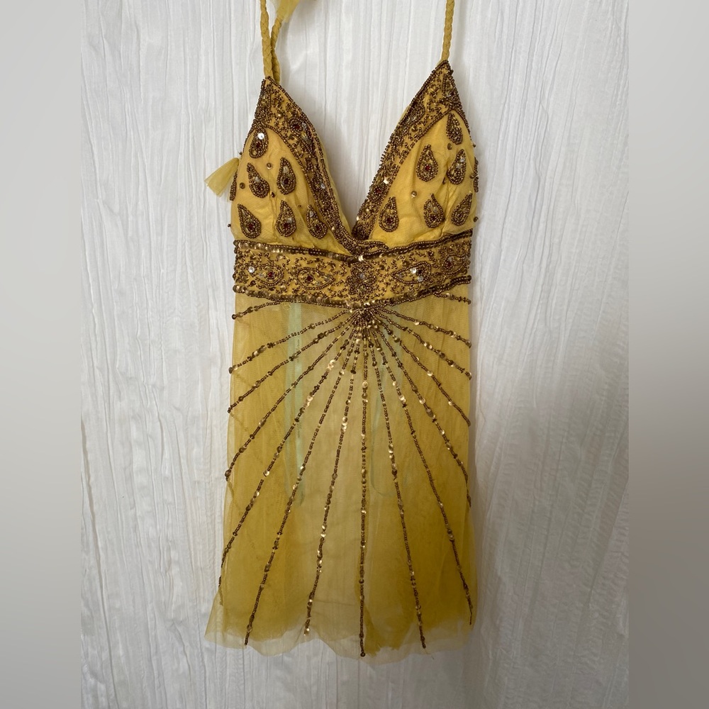 Vintage y2k - beaded backless tank - s